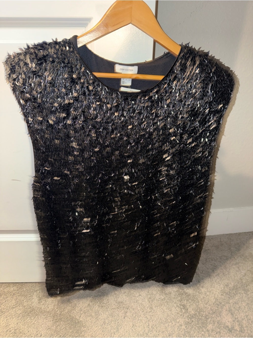 New H&M Max Edition Black Metallic-Thread Sleeveless Knit Tank XXL